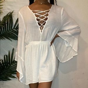 Flutter Hippie All White Romper